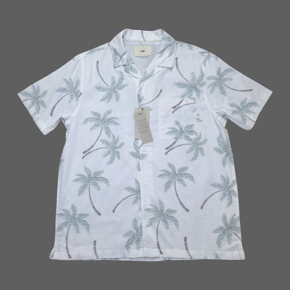 Folk Clothing Coast CC Palm Tree Camp Collar Shirt L